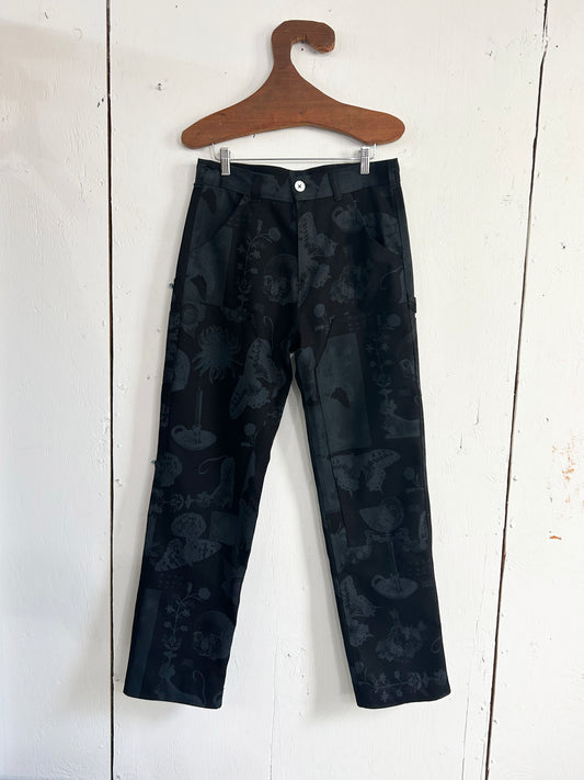 Secret Print, Double Knee Black Canvas Pants