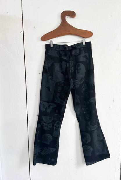 Secret Print Black Canvas Bell Bottoms