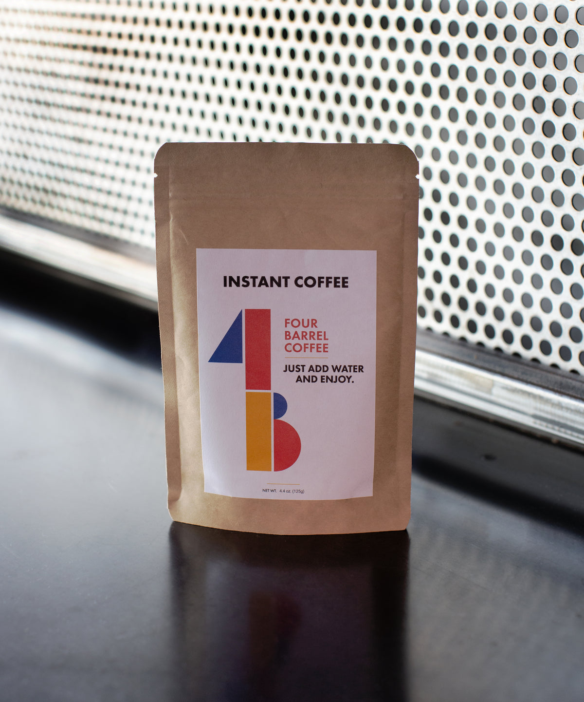 A stand-up pouch of BULK INSTANT COFFEE with a label featuring a large graphic of the numbers 4 and 1, the text Instant Coffee, and instructions to add water.