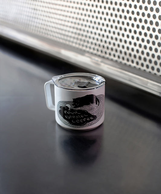 spilled coffee camper mug