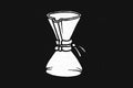 White line drawing of an Office Single Origin Subscription pour-over coffee maker on a black background.